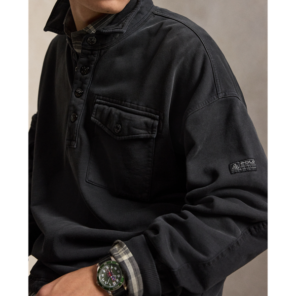 Relaxed Fit Loopback Fleece Polo Shirt
