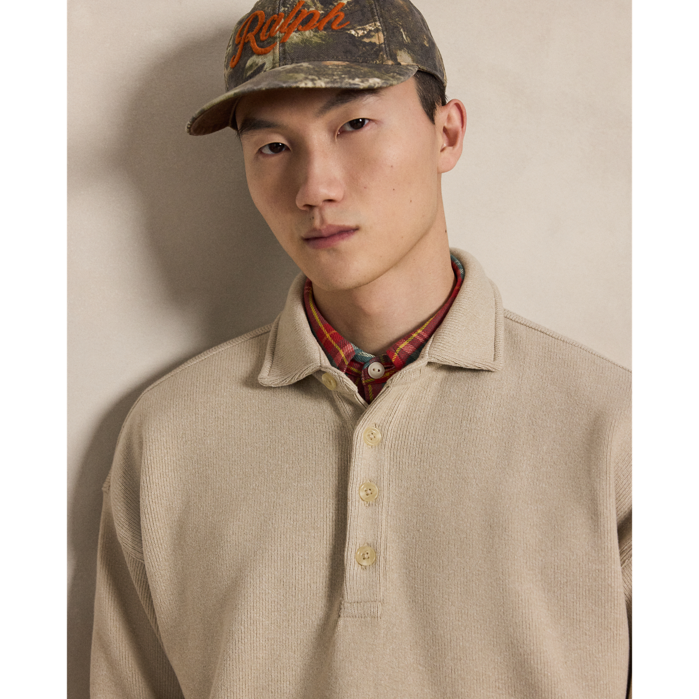 Мужской свитер Polo Ralph Lauren Relaxed Fit Ribbed Polo Pullover, цвет: Дюнный меланжевый — фото 3