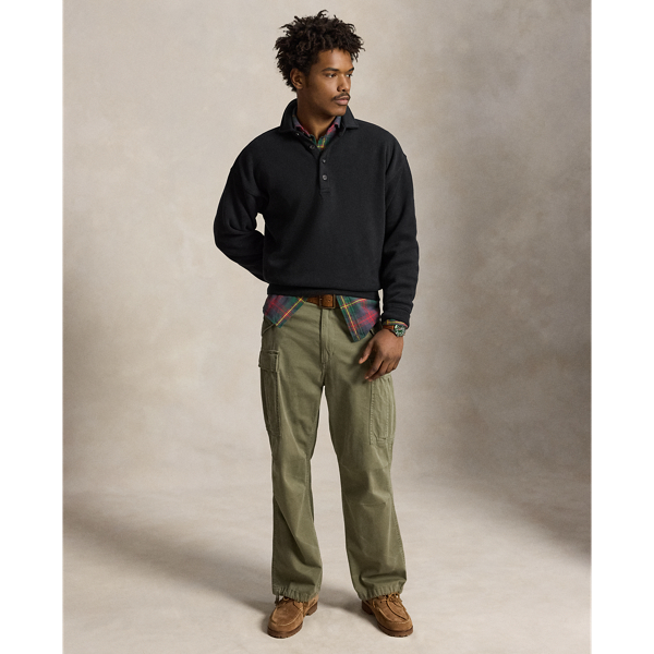 Relaxed Fit Ribbed Polo Pullover