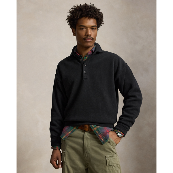 Relaxed Fit Ribbed Polo Pullover