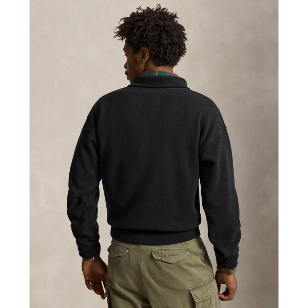 Relaxed Fit Ribbed Polo Pullover