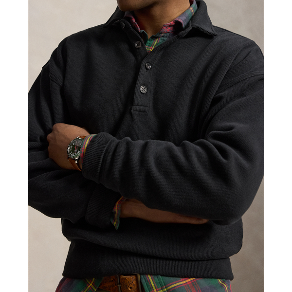 Relaxed Fit Ribbed Polo Pullover