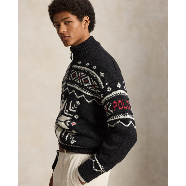 Snowflake Wool Quarter-Zip Jumper