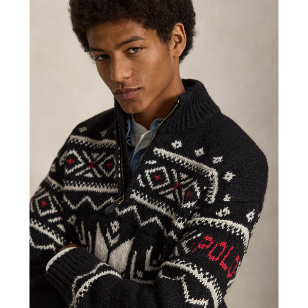 Snowflake Wool Quarter-Zip Jumper