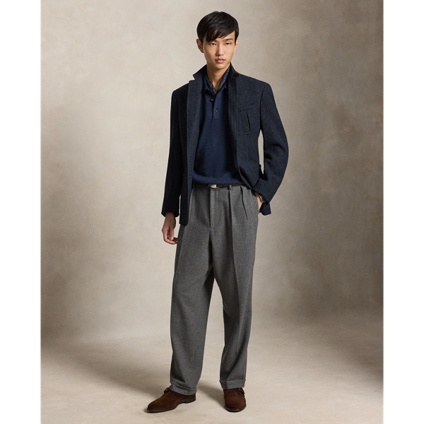 Relaxed Fit Wool Polo-Collar Sweater