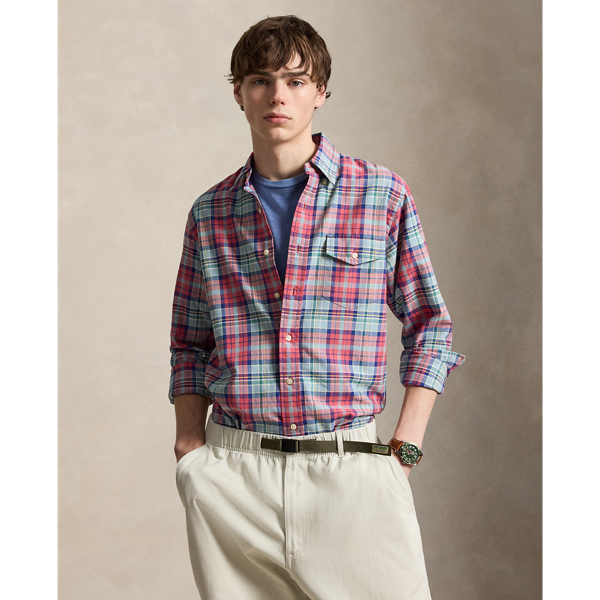 Custom Fit Plaid Oxford Shirt
