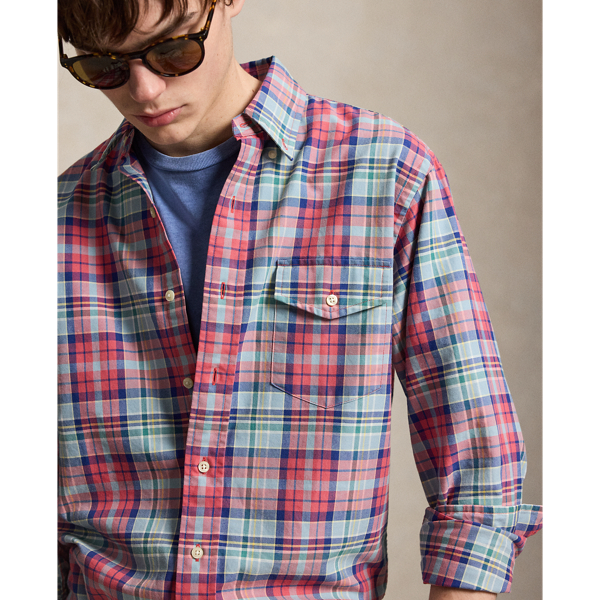 Custom Fit Plaid Oxford Shirt