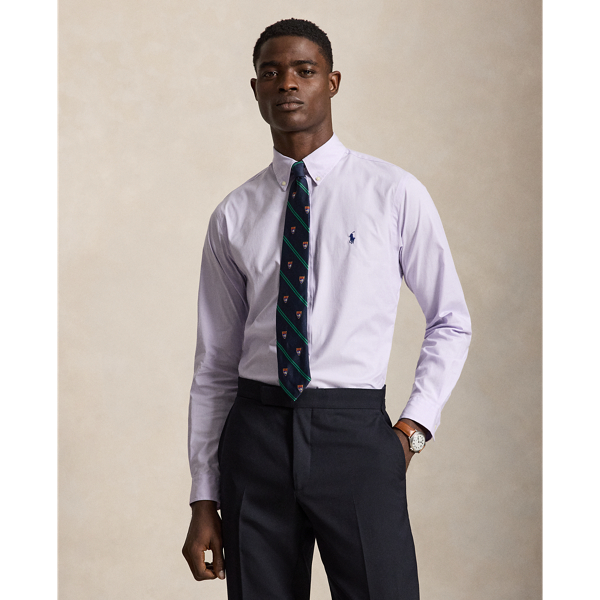 Powder Purple White Custom Fit Stretch End-on-End Shirt Polo Ralph Lauren 1