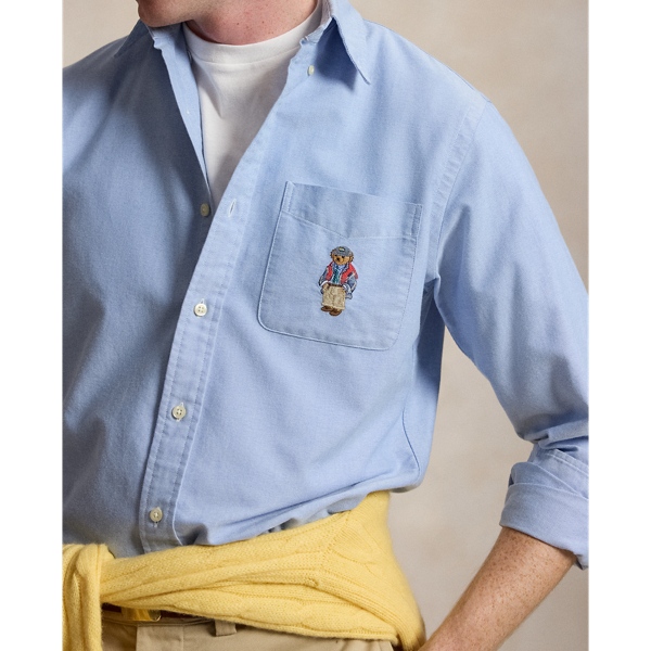 Custom fit Oxford overhemd met Polo Bear