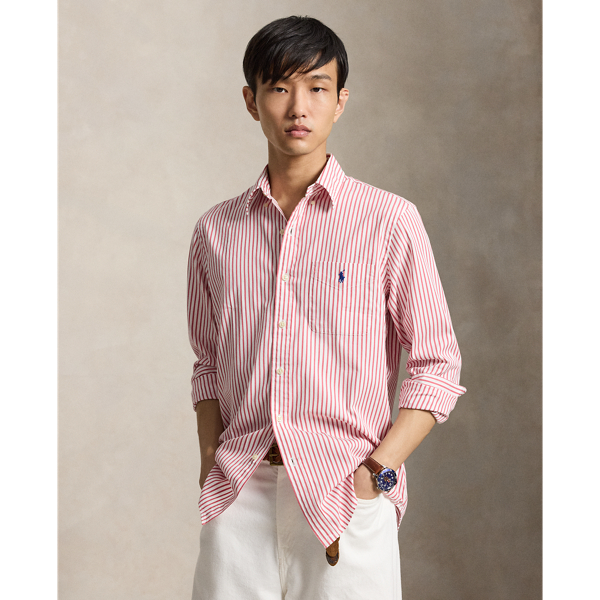 Custom fit gestreept poplin overhemd