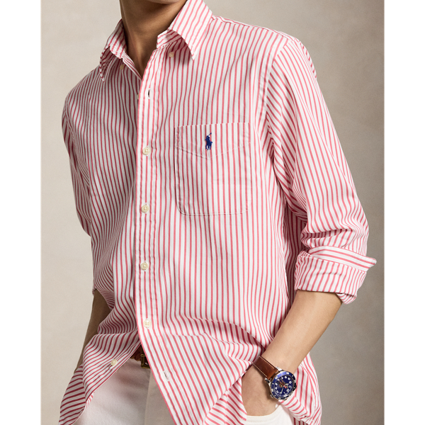 Custom fit gestreept poplin overhemd