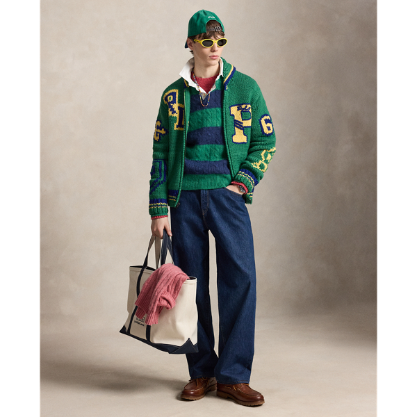 Striped Cable-Knit Rugby Jumper