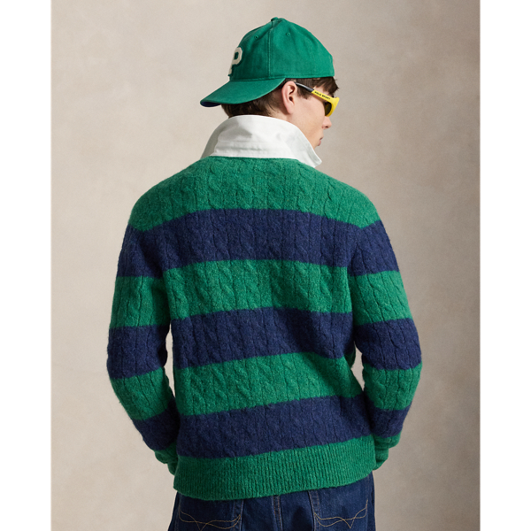 Striped Cable-Knit Rugby Jumper
