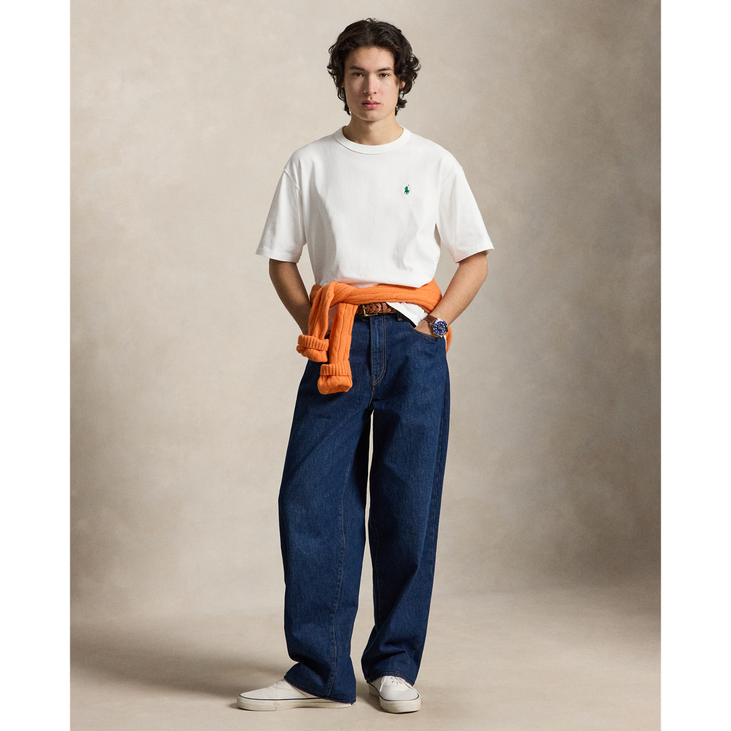 Мужская футболка Ralph Lauren Relaxed Fit Jersey, цвет: Белый / Зелёный — фото 1
