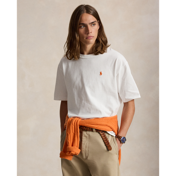 White/Orange Relaxed Fit Jersey T-Shirt Polo Ralph Lauren 1