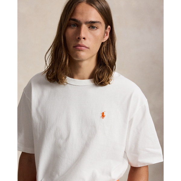 White/Orange Relaxed Fit Jersey T-Shirt Polo Ralph Lauren 6
