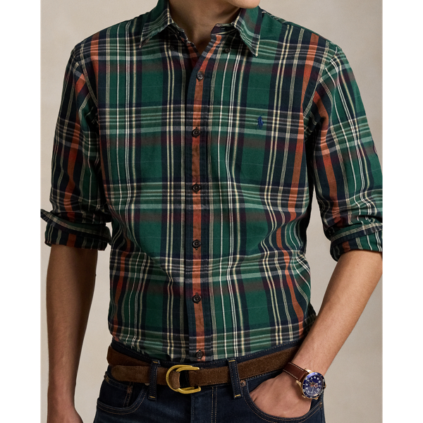 Custom Fit Plaid Oxford Shirt