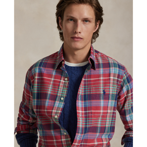 Custom Fit Plaid Oxford Shirt