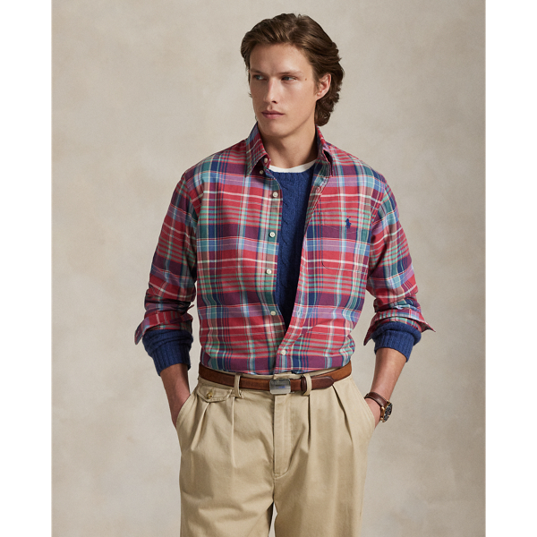 Custom Fit Plaid Oxford Shirt