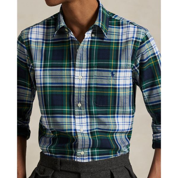 Custom Fit Plaid Oxford Shirt