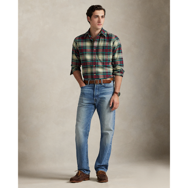 Custom-Fit Funktionshemd mit Karomuster Polo Ralph Lauren in Creme/Rot multi 4