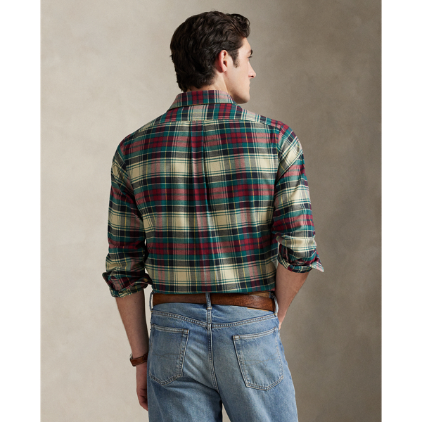 Custom-Fit Funktionshemd mit Karomuster Polo Ralph Lauren in Creme/Rot multi 5