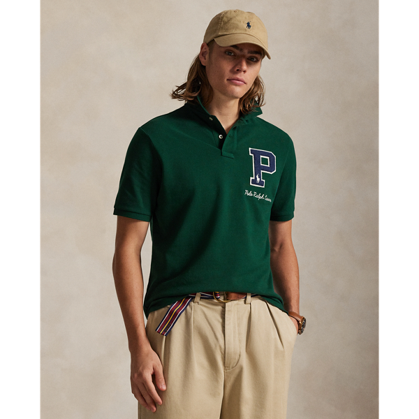 Classic Fit Letterman Mesh Polo Shirt