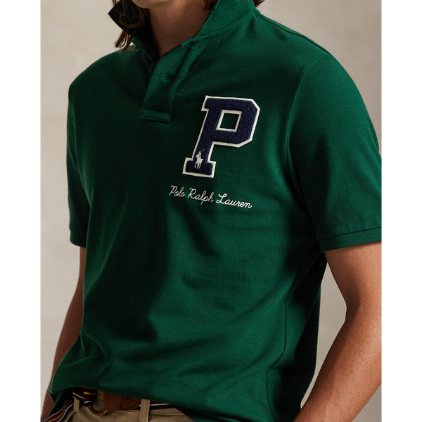 Classic Fit Letterman Mesh Polo Shirt