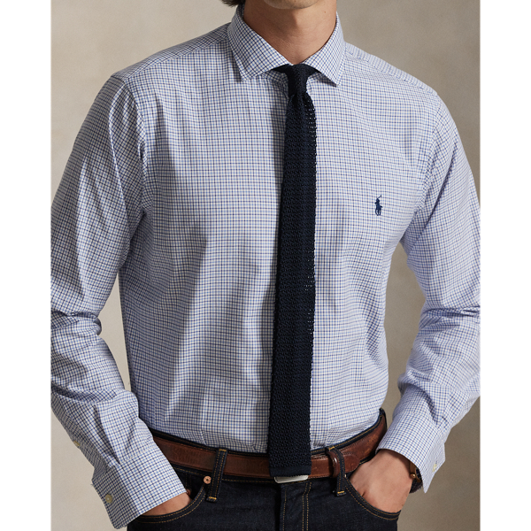 Custom Fit Checked Poplin Shirt