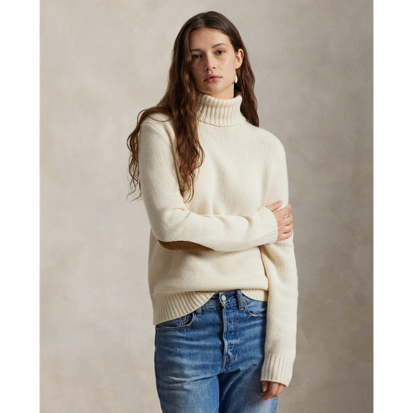 Suede-Patch Wool-Cashmere Sweater
