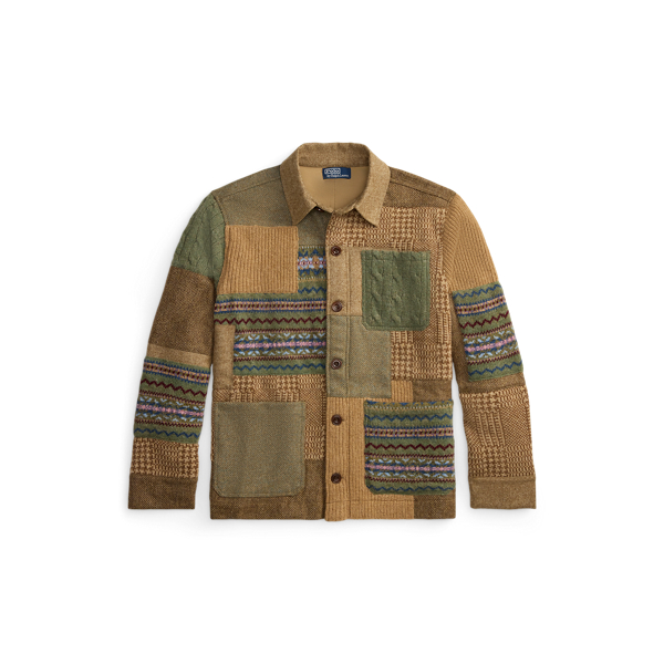 Tan Multi Patchwork Utility Cardigan Polo Ralph Lauren 1