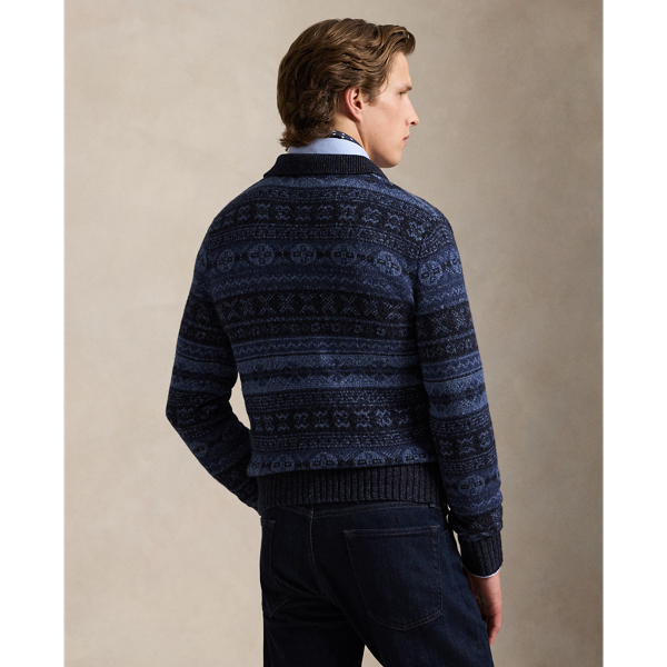 Fair Isle Polo-Collar Sweater