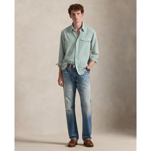 Classic Fit Paint-Splatter Striped Shirt