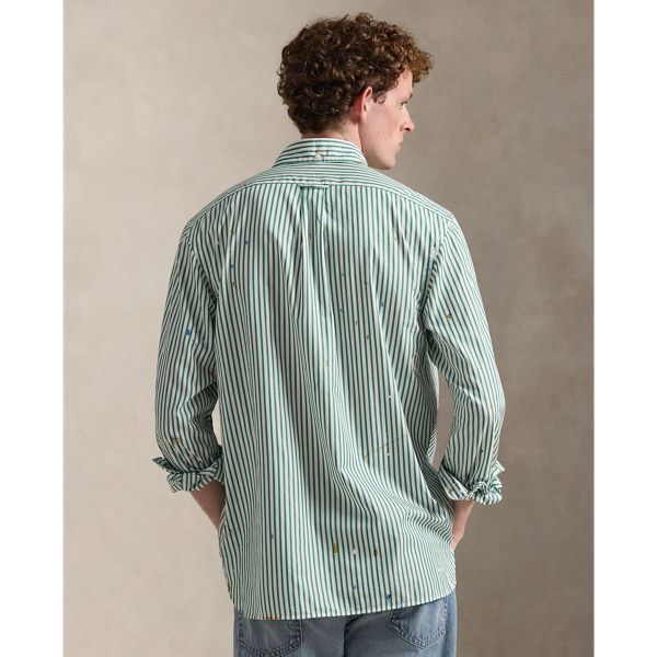 Classic Fit Paint-Splatter Striped Shirt