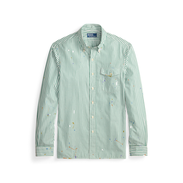 Classic Fit Paint-Splatter Striped Shirt