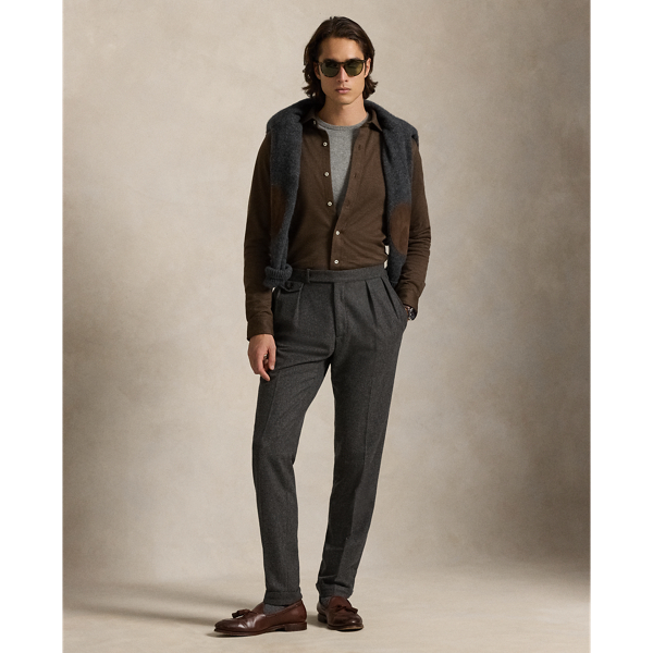 Nutmeg Brown Houndstooth Jersey Spread-Collar Shirt Polo Ralph Lauren 4