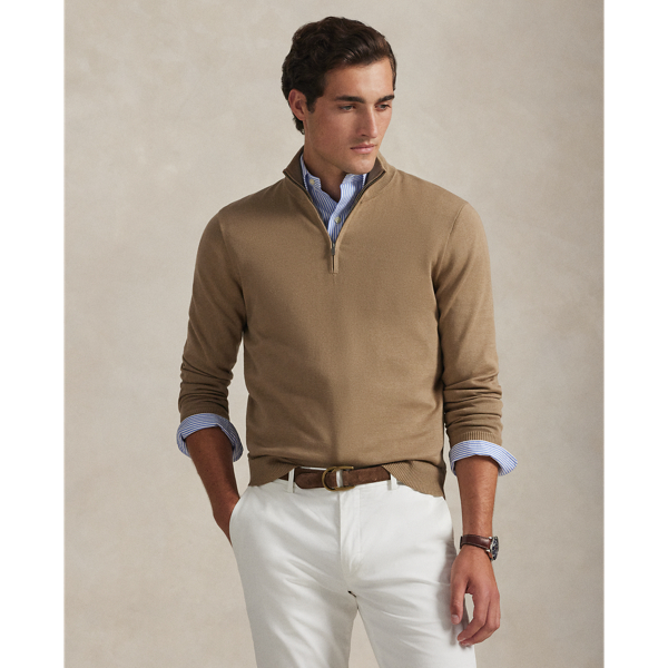 Cotton Quarter-Zip Mockneck Sweater