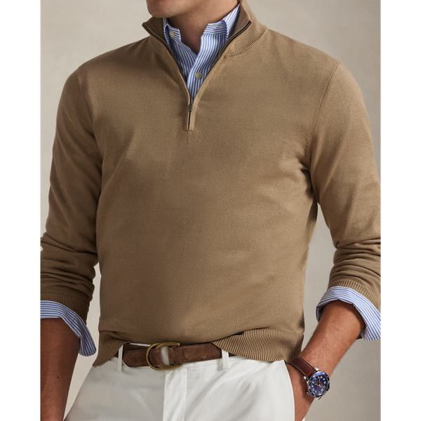 Cotton Quarter-Zip Mockneck Sweater