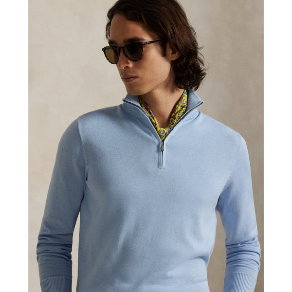 Ice Sea Cotton Quarter-Zip Mockneck Sweater Polo Ralph Lauren 6