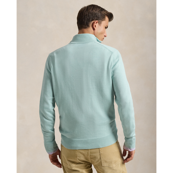 Cotton Quarter-Zip Mockneck Sweater