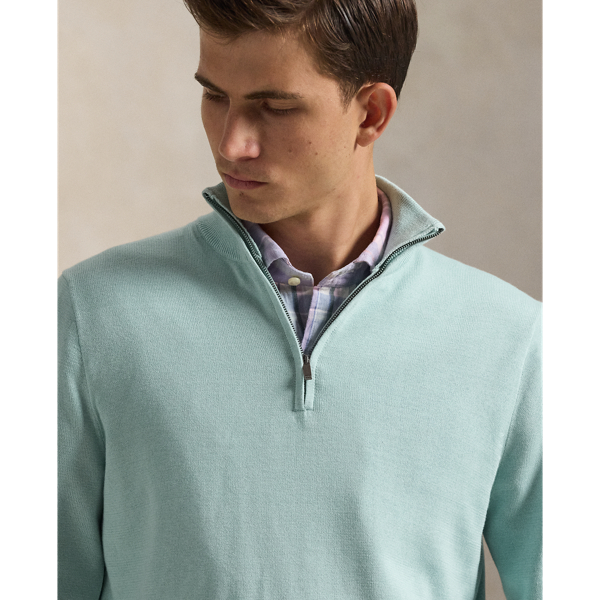 Cotton Quarter-Zip Mockneck Sweater