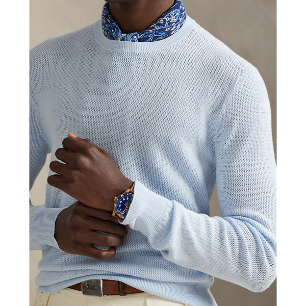 Textured Stretch Linen-Blend Sweater