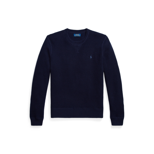 Hunter Navy Waffle-Knit Wool-Cotton Jumper Polo Ralph Lauren 1