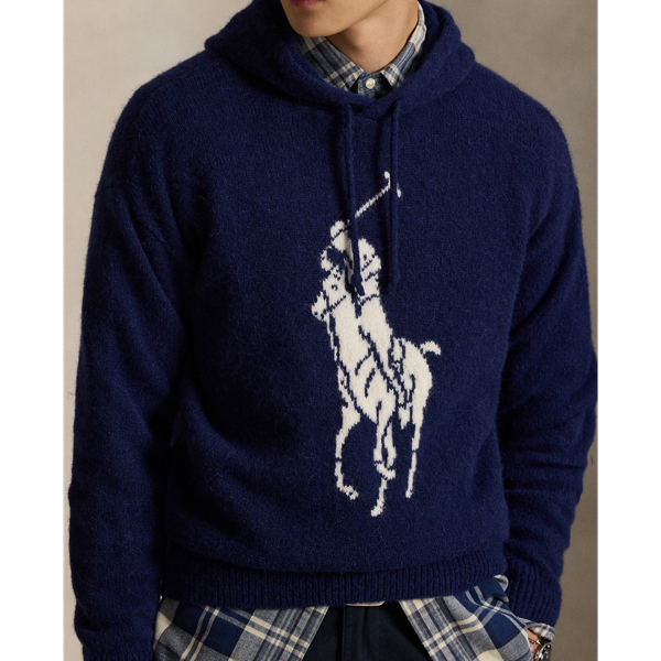 Big Pony Wool-Blend Hooded Sweater