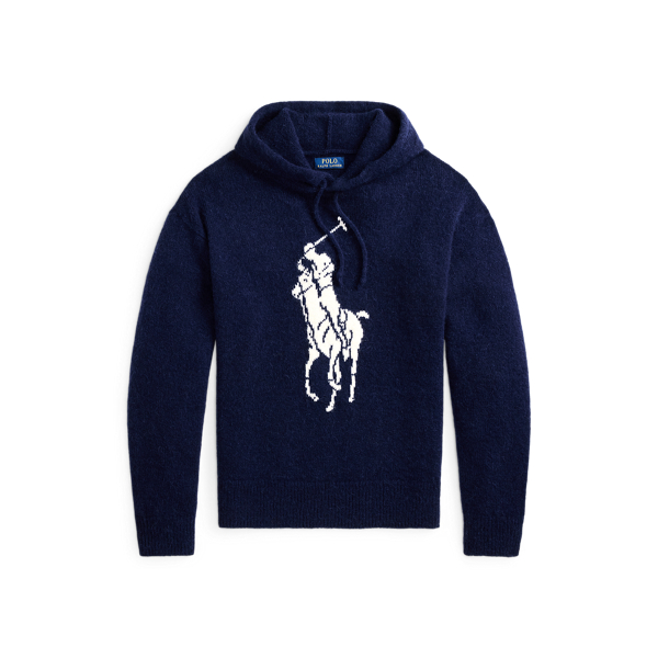 Big Pony Wool-Blend Hooded Sweater