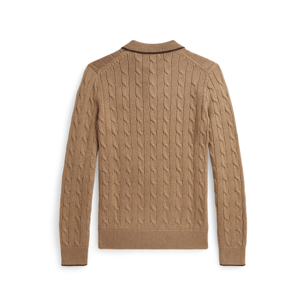Camel Melange Cable-Knit Cotton Polo Collar Jumper Polo Ralph Lauren 2