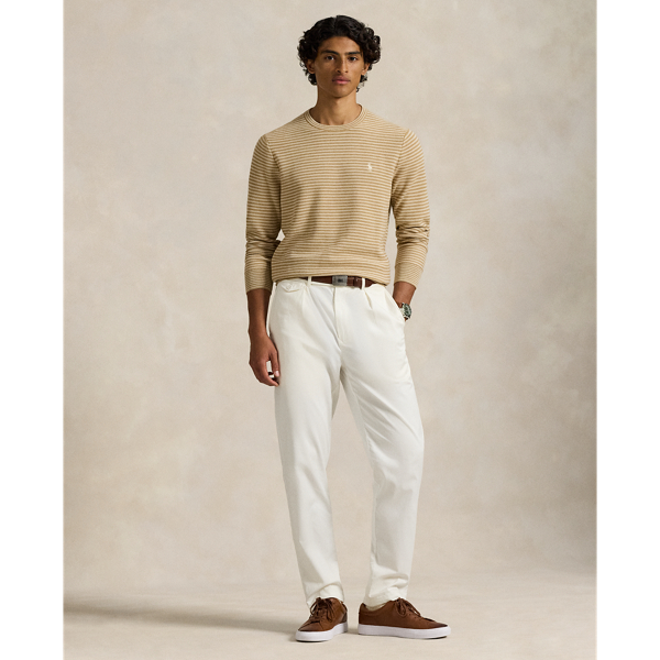 Mesh-Knit Striped Cotton Sweater