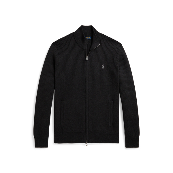 Polo Ralph Lauren 리브 니트 코튼 풀 지퍼 스웨터 다크 그래니트 헤더 1