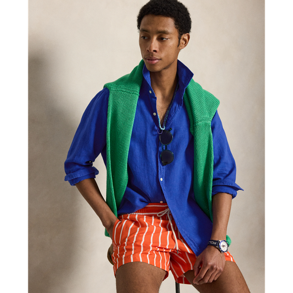 Pacific Royal Classic Fit Slub Linen Shirt Polo Ralph Lauren 7