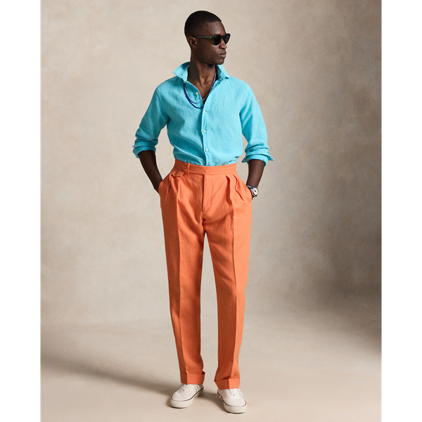Perfect Turquoise Classic Fit Slub Linen Shirt Polo Ralph Lauren 4